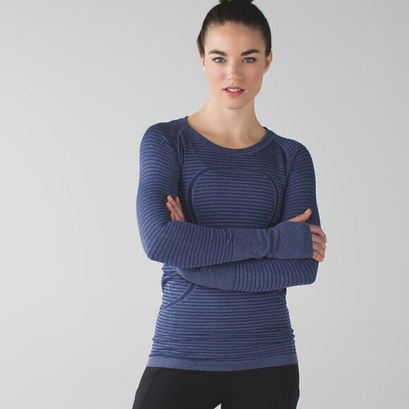Lululemon Swiftly Tech Long Sleeve Crew - 6 Heathered Navy - Picture 6 of 6